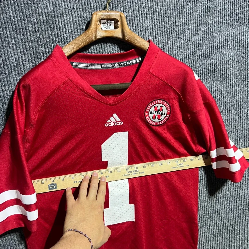 Adidas Nebraska Huskers Football Jersey Mens Medium Red NCAA Number 1 Mesh Shirt